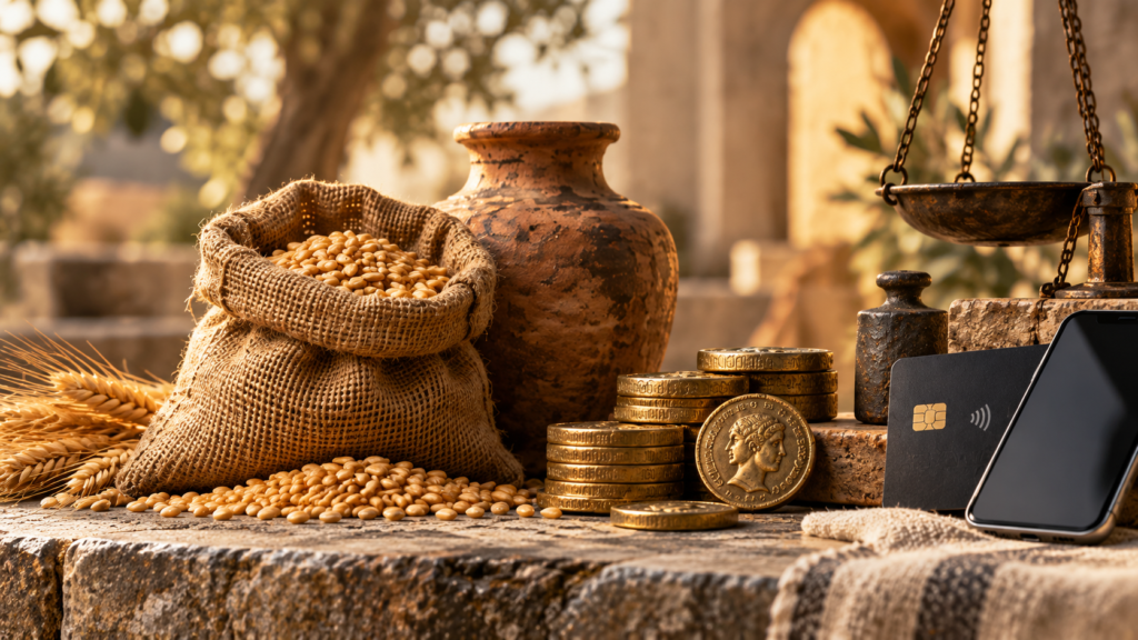 Capa do artigo O dinheiro nasceu para substituir a troca direta?